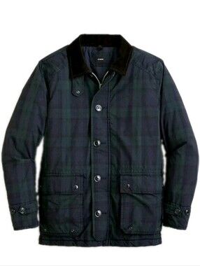 J Crew Men M Highland Skye Jacket Primaloft Hunting Plaid Black Corduroy Collar